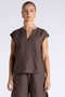Two T's Aria Linen Top in Chestnut