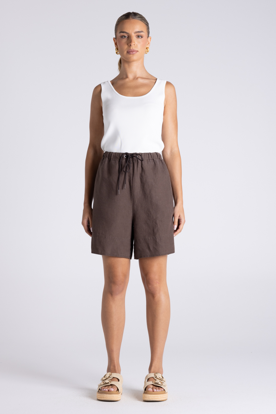 Two T's Asher Linen Short in Chestnut