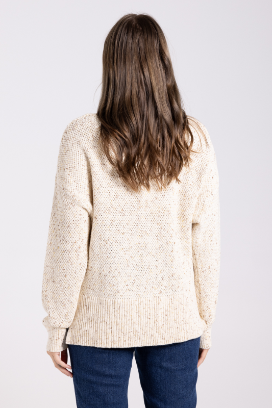 Two T's Basket Knit Sweater | White-Latte Mix