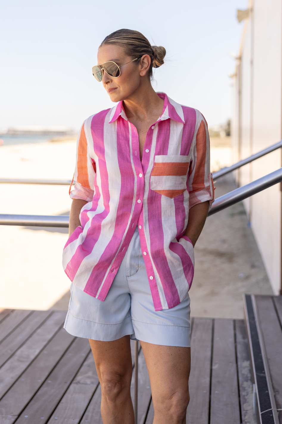 Two T's Candy Stripe Oversized Shirt 