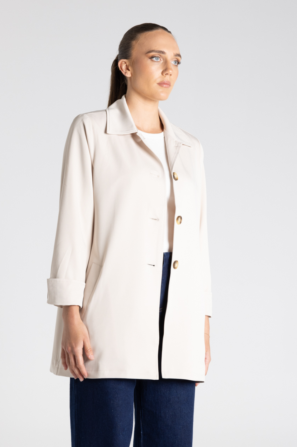 Two T's Car Coat in Oat