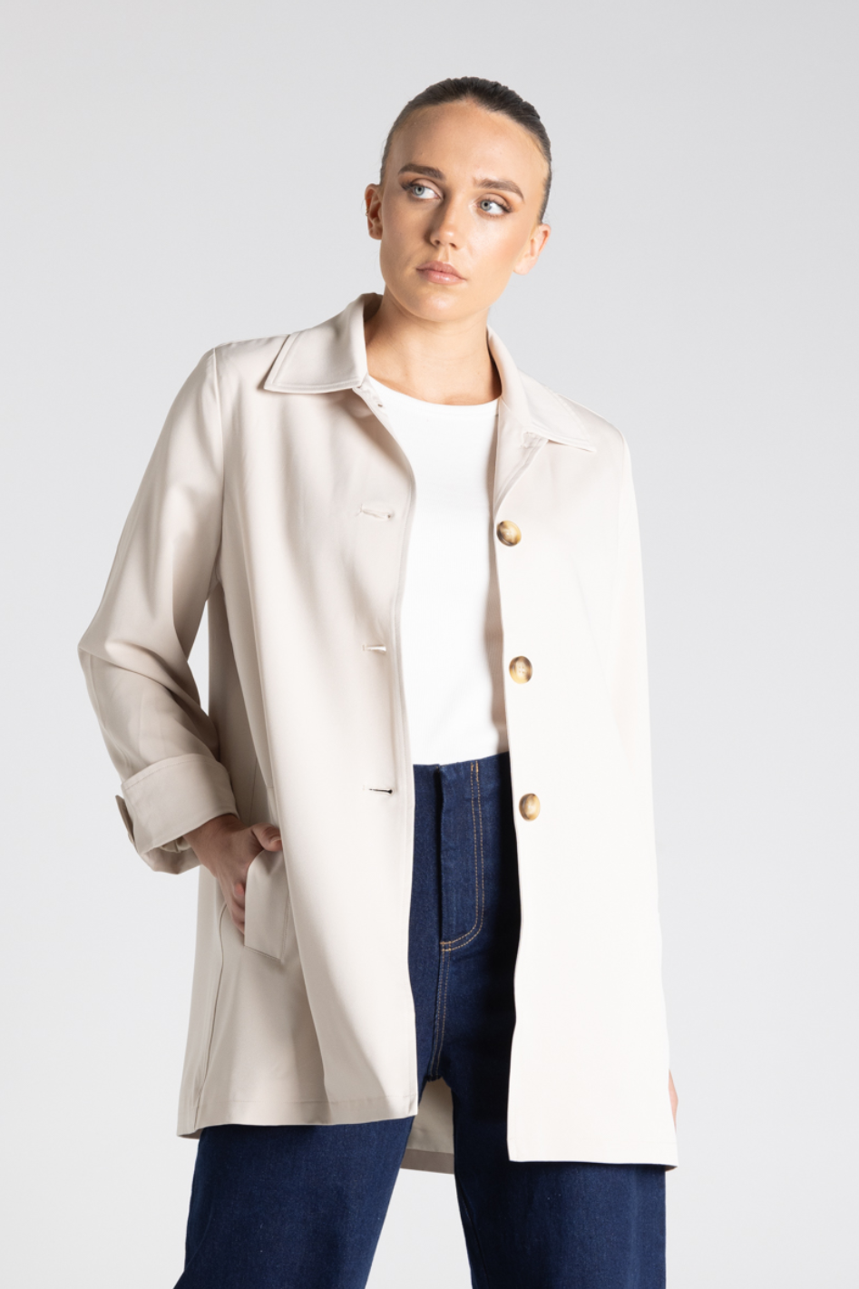 Two T's Car Coat in Oat