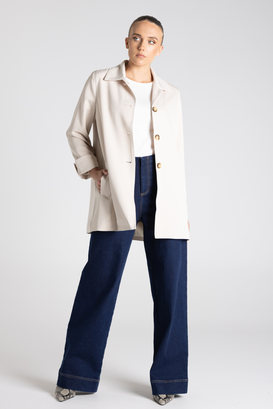 Two T's Car Coat in Oat