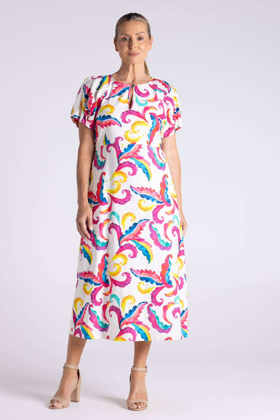 Two T's Carnival Print Midi Dress 