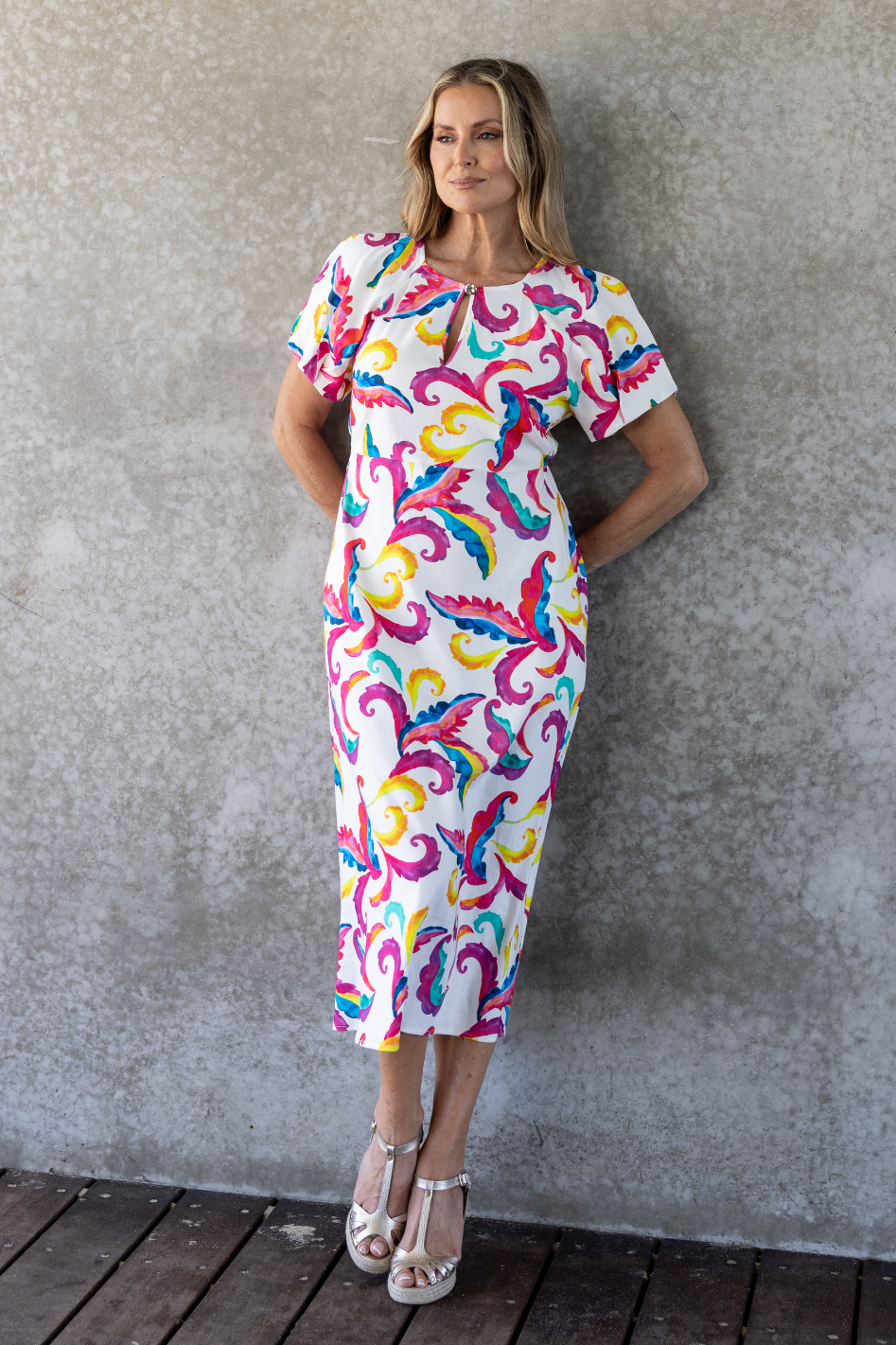 Two T's Carnival Print Midi Dress 