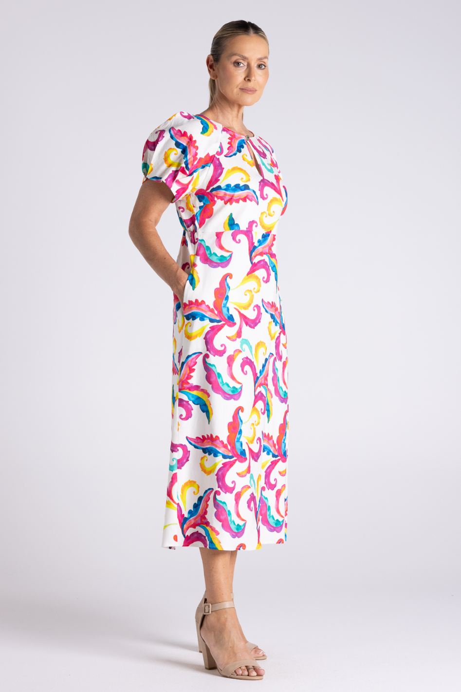 Two T's Carnival Print Midi Dress 