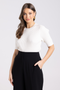 Two T's Rib Short Sleeve Crew Neck Knit | Winter White