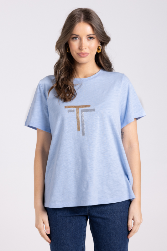 Two T's Crew T-Shirt | Gold/Silver Logo Sequins