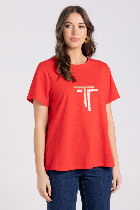 Two T's Crew T-Shirt | Gold/Silver Logo Sequins