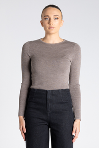 Two T's Crew Neck Merino Knit Top | Buff | 3314
