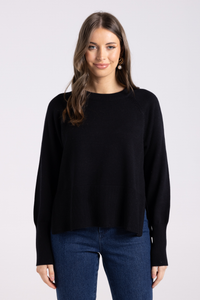 Two T's Crew Neck Sweater | Black