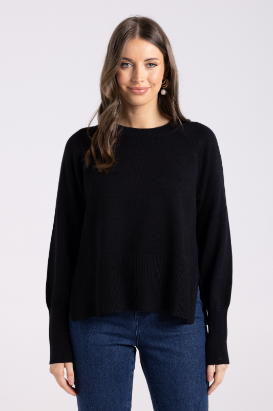 Two T's Crew Neck Sweater | Black