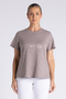 Two T's Crew Neck T-Shirt with Embroidered Logo in Dove