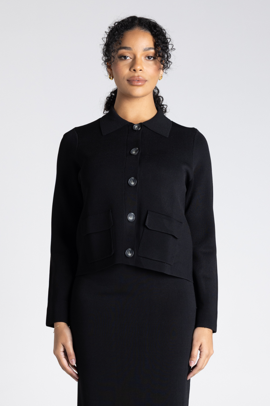 Two T's Crop Milano Jacket in Black