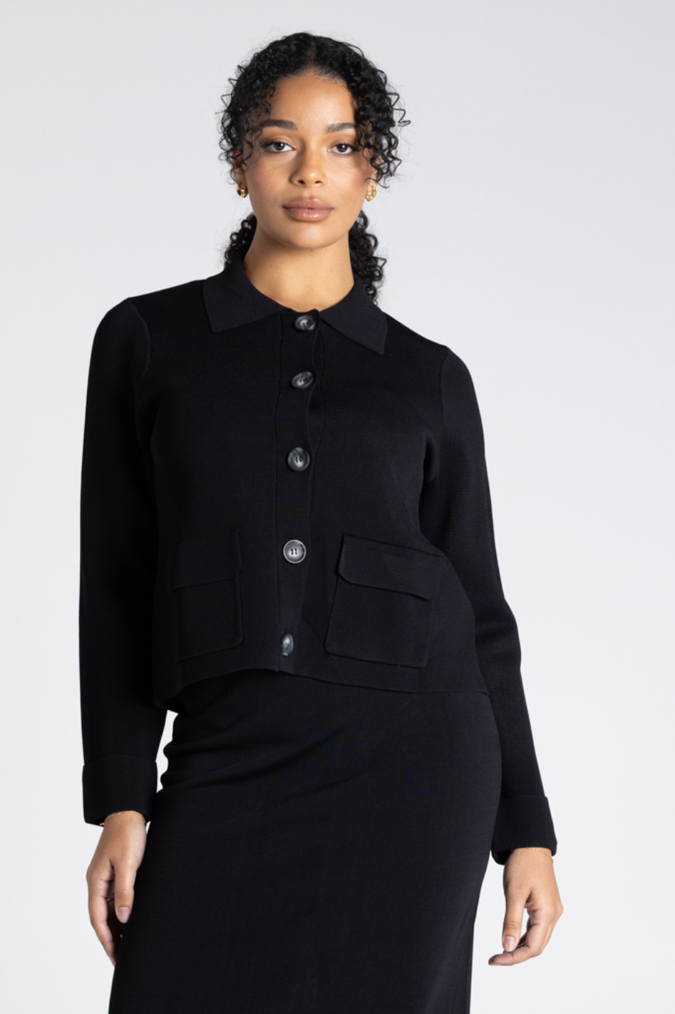 Two T's Crop Milano Jacket in Black