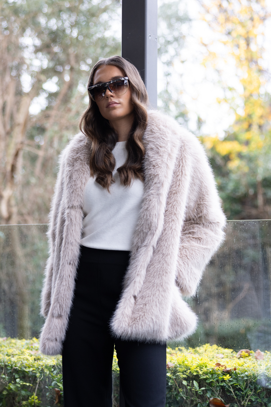 Two T's Faux Fur Coat in Oat