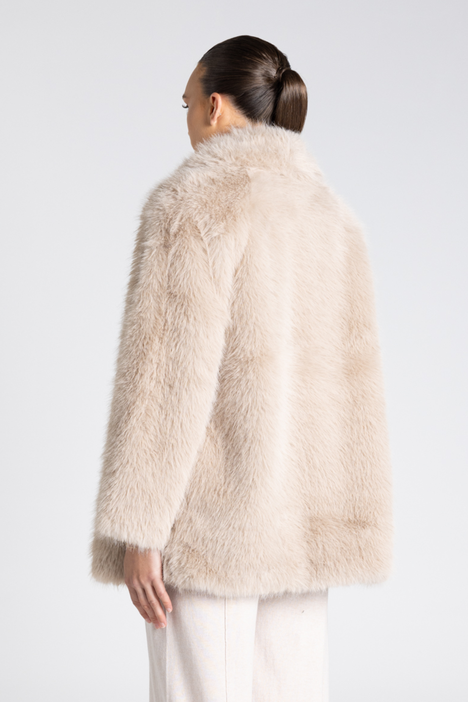 Two T's Faux Fur Coat in Oat