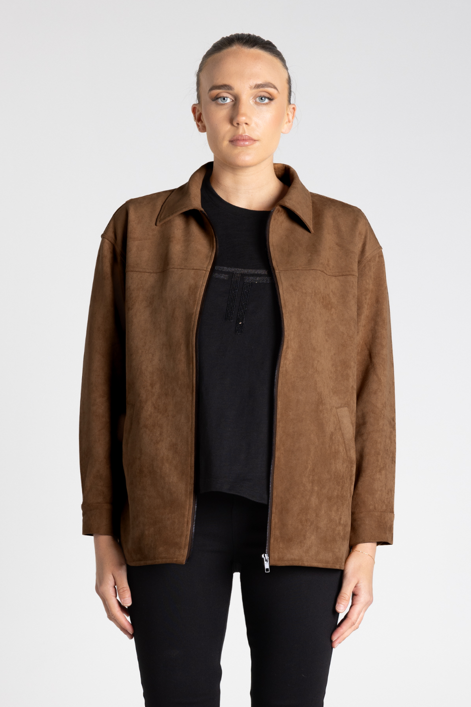 Two T's Faux Suede Jacket | Toffee | 3370