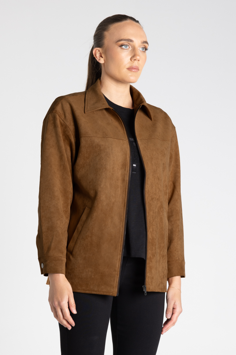 Two T's Faux Suede Jacket | Toffee | 3370