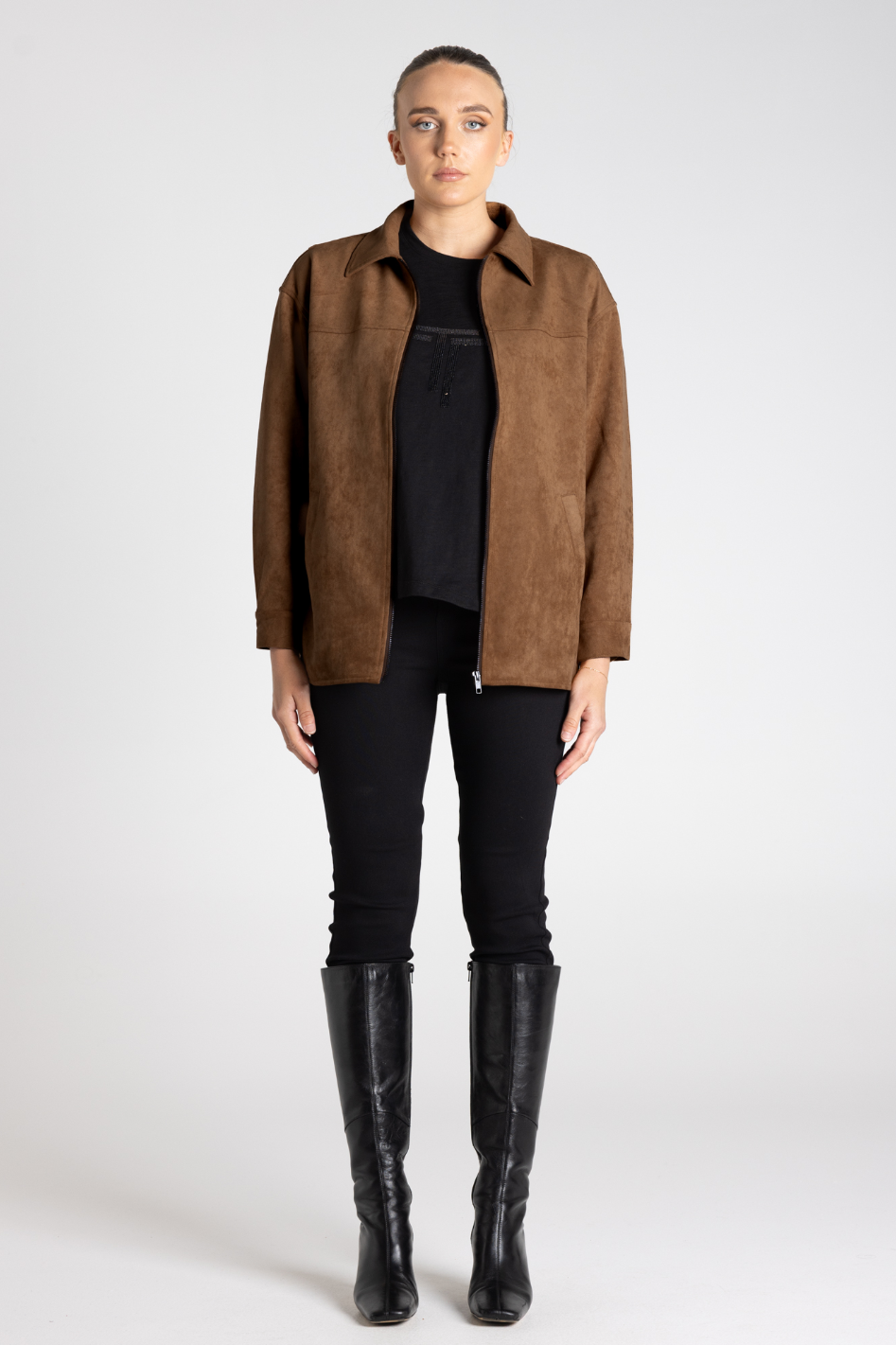 Two T's Faux Suede Jacket | Toffee | 3370
