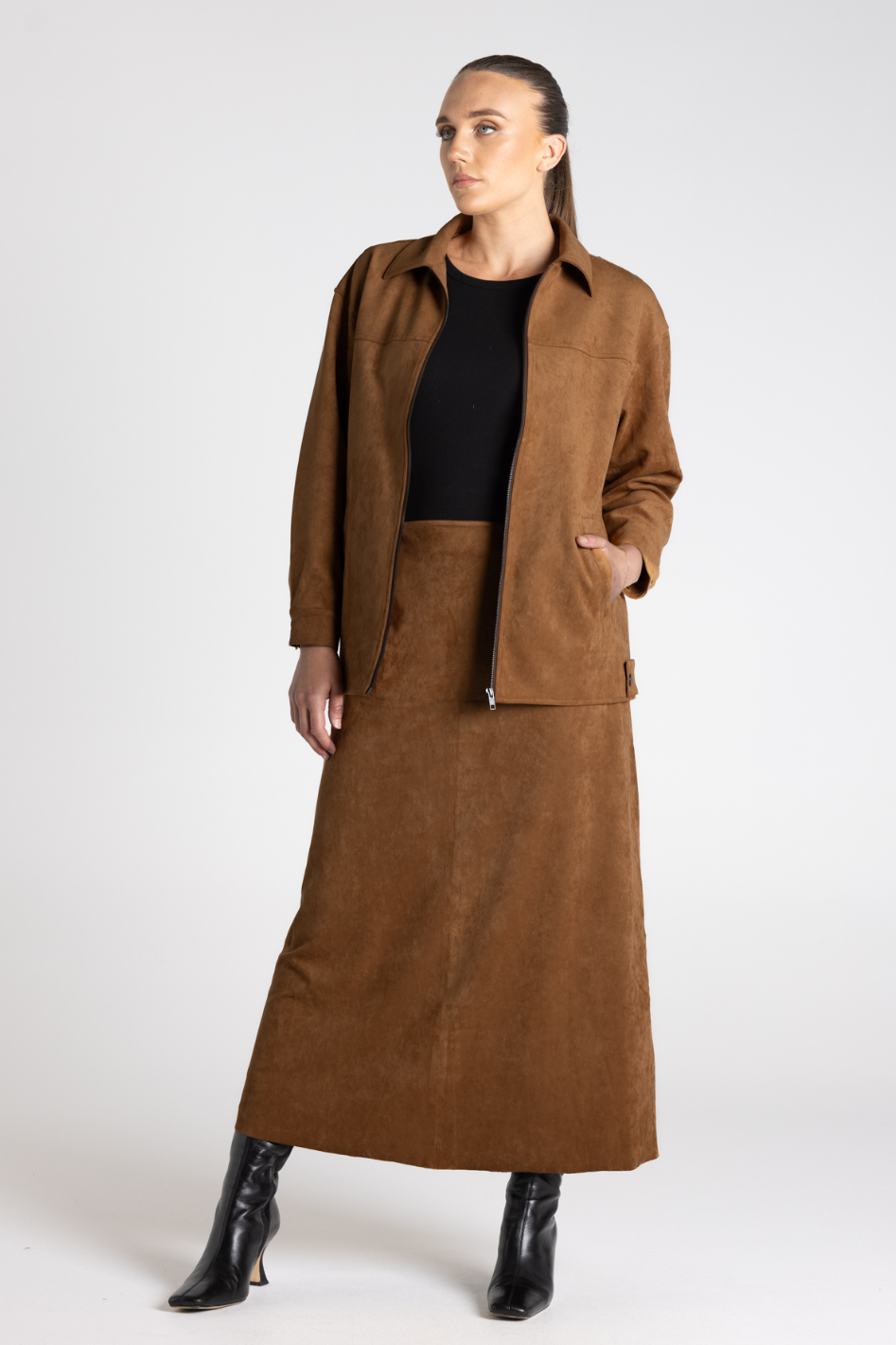 Two T's Faux Suede Jacket | Toffee | 3370