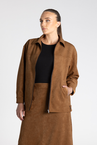 Two T's Faux Suede Jacket | Toffee | 3370