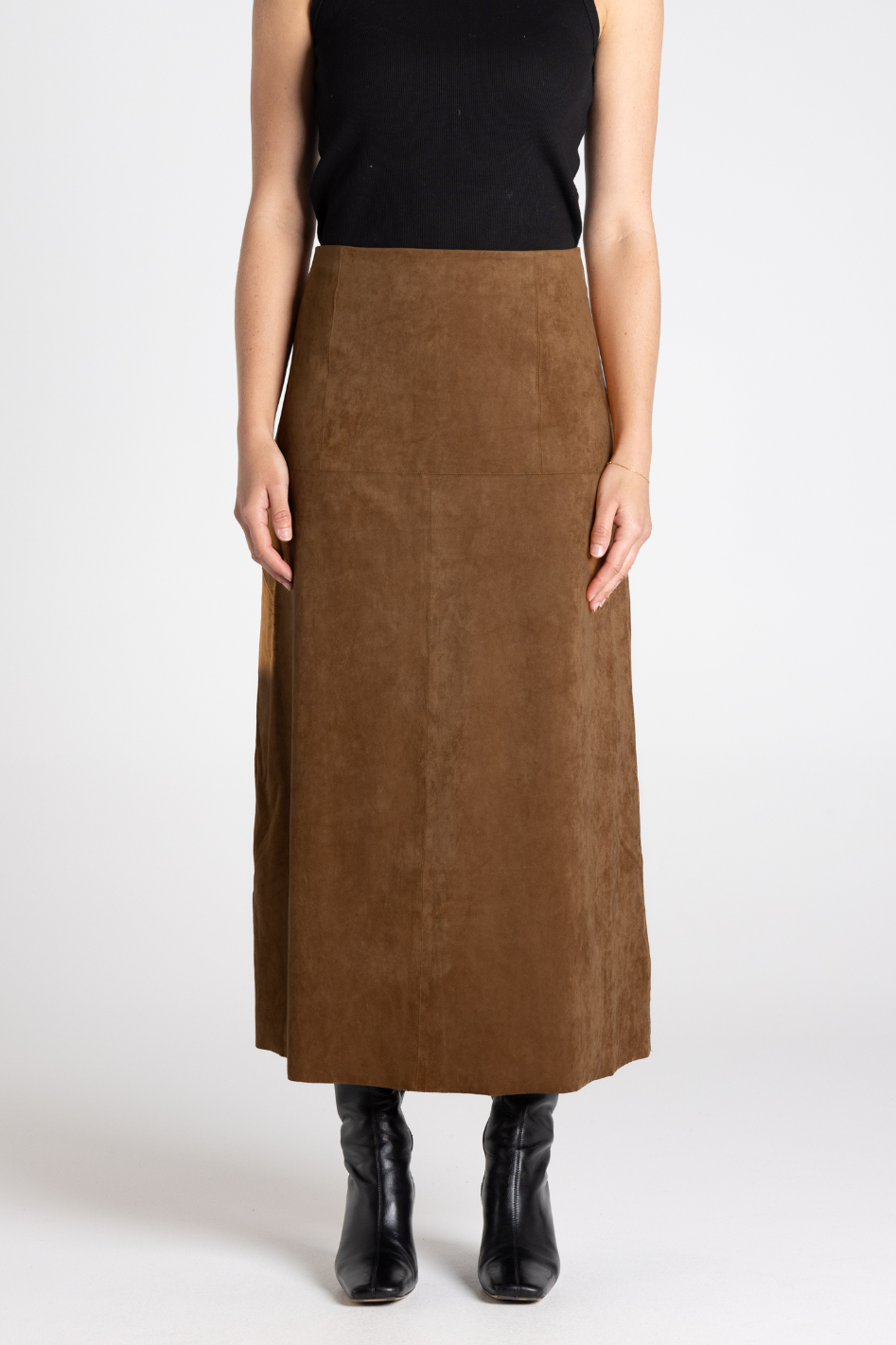 Two T's Faux Suede Midi Skirt 