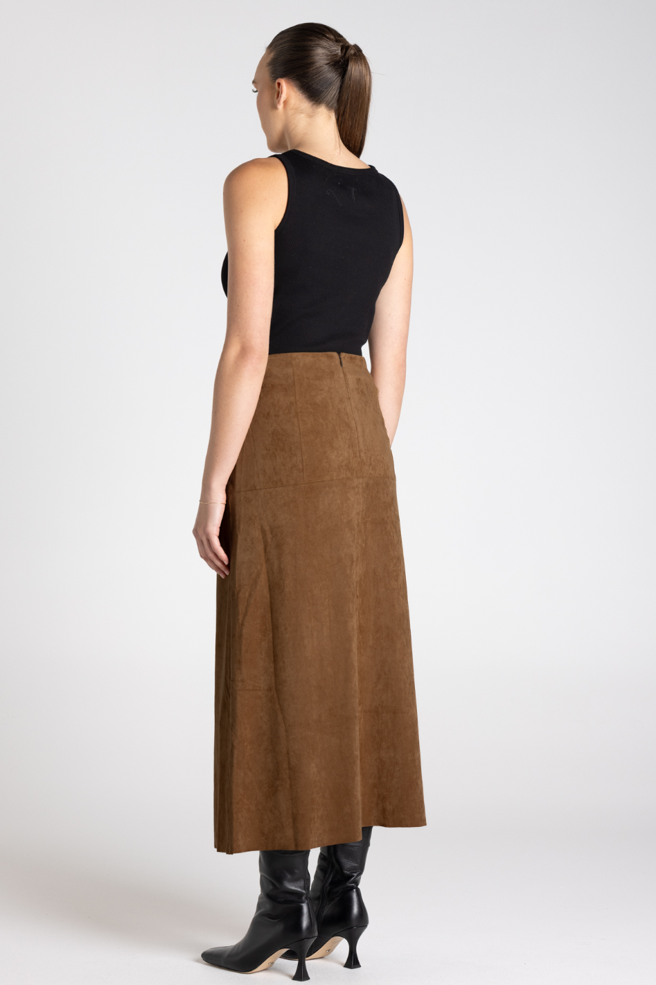 Two T's Faux Suede Midi Skirt 