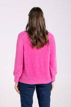 Load image into Gallery viewer, Two T&#39;s Fluffy Cardigan 7/8 Sleeve | Bright Pink
