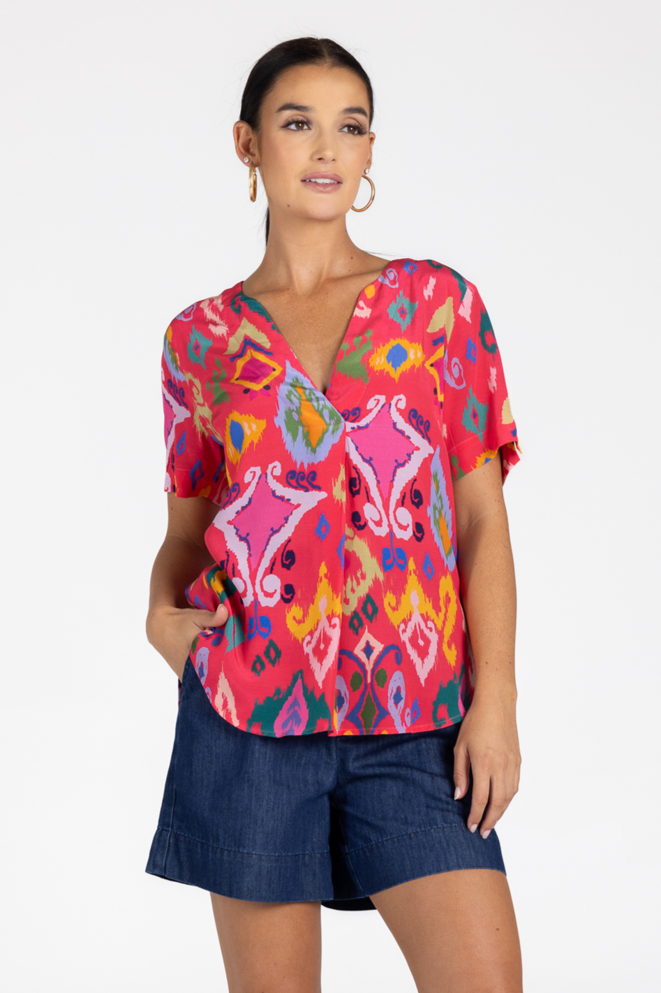 Two T's Ikat Print Top 