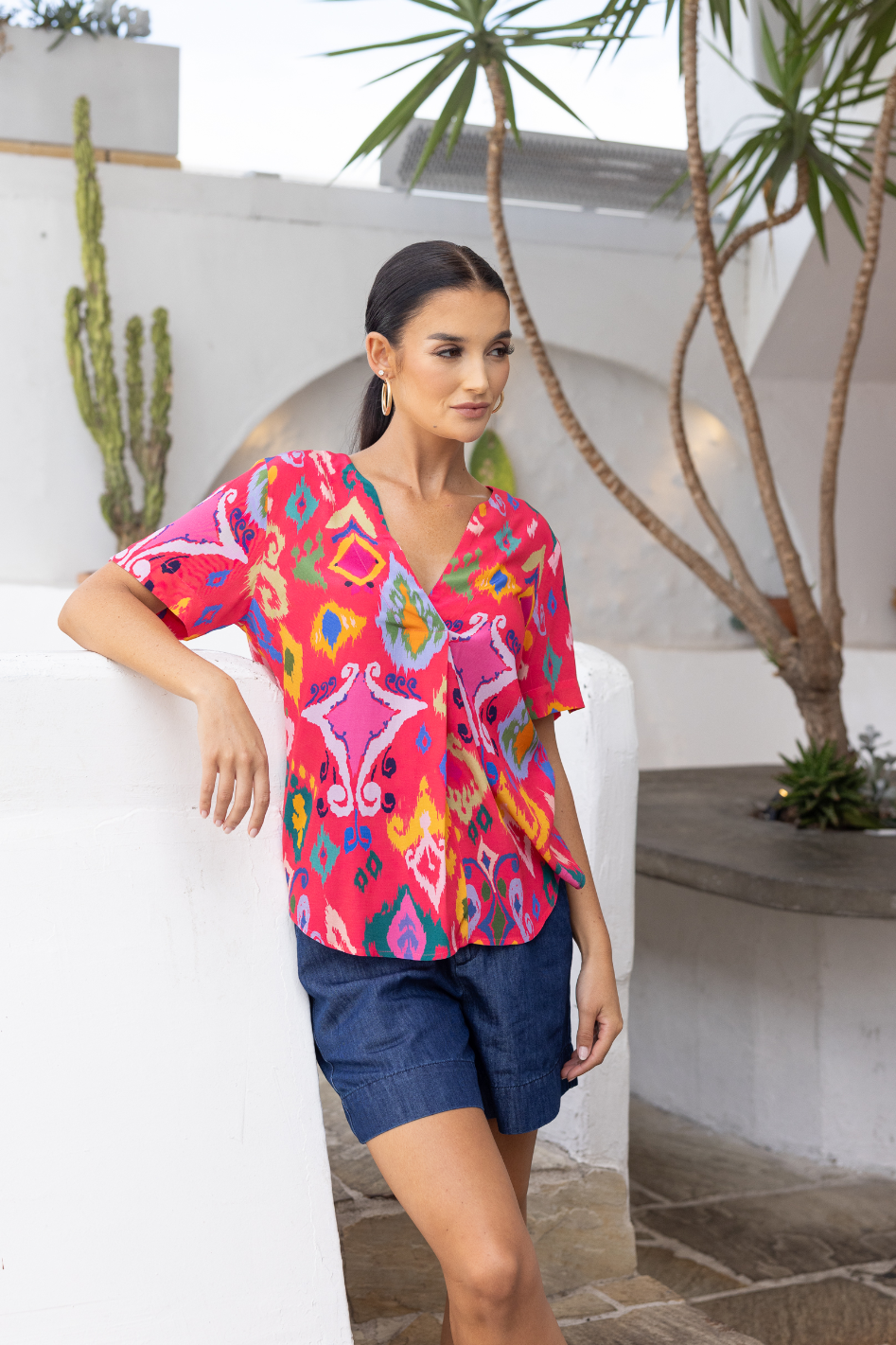 Two T's Ikat Print Top 