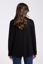 Load image into Gallery viewer, Two T&#39;s Keyhole Top with Knit Back | Black
