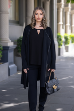 Load image into Gallery viewer, Two T&#39;s Keyhole Top with Knit Back | Black

