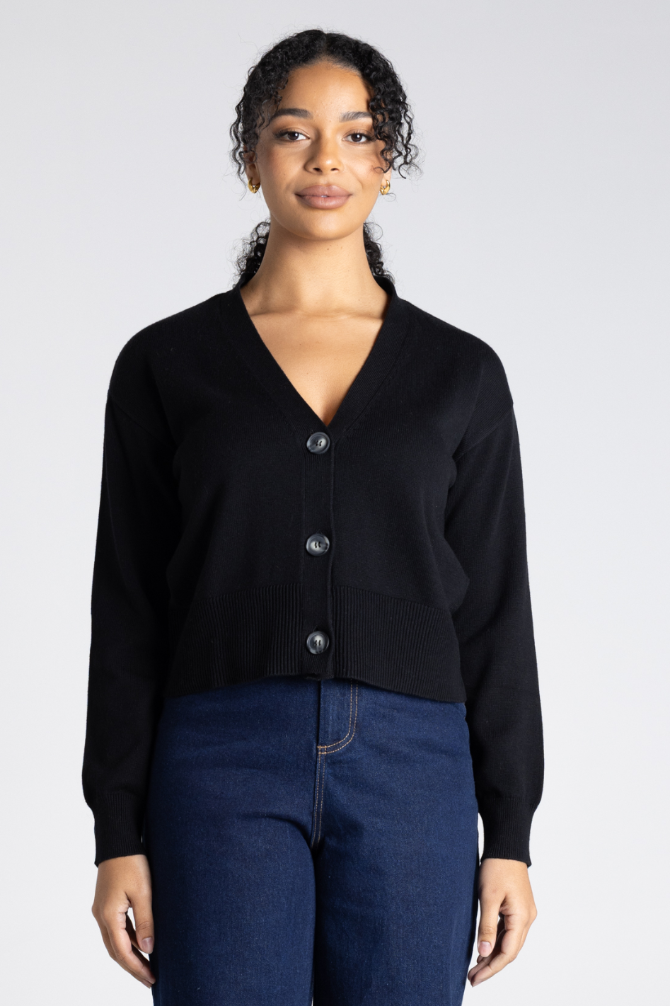 Two T's Knit Cardigan | Black | 3308
