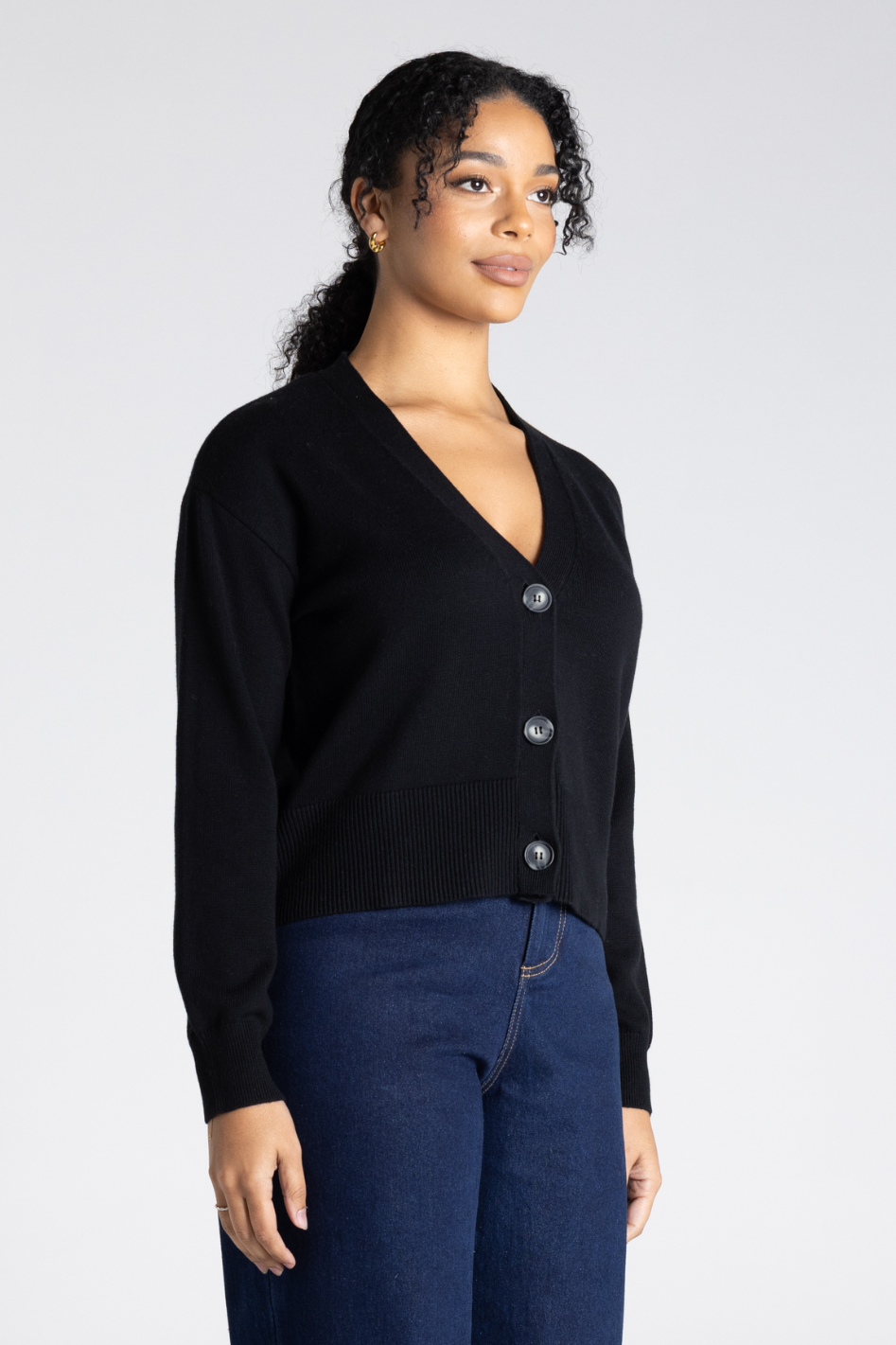 Two T's Knit Cardigan | Black | 3308