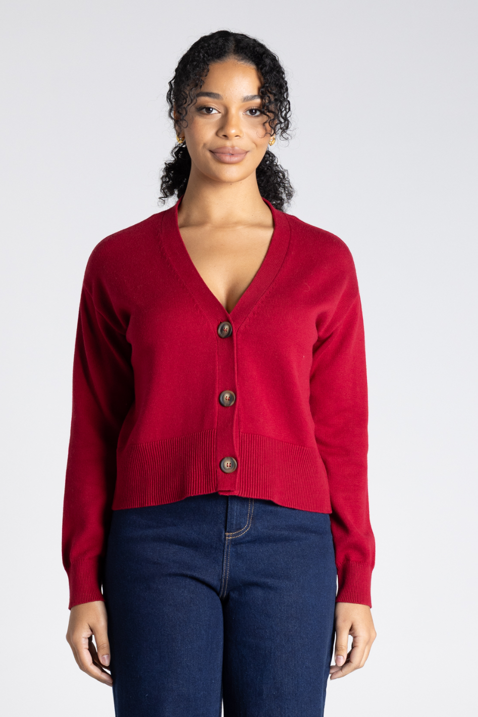 Two T's Knit Cardigan in Spiced Wine