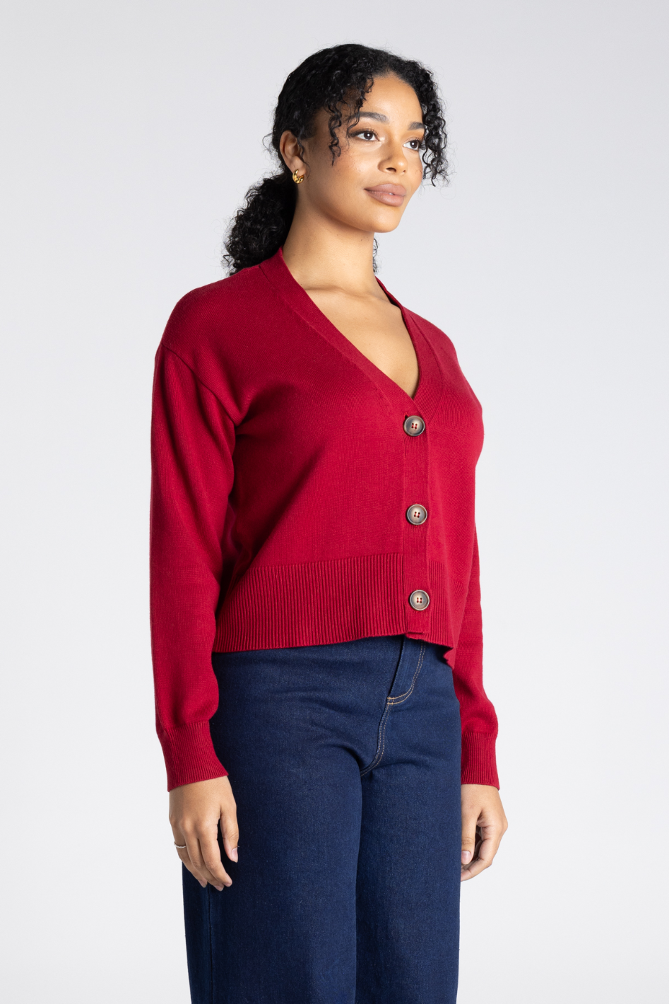 Two T's Knit Cardigan in Spiced Wine