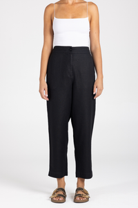 Two T's Linen 7/8 Pant | Black | 3208