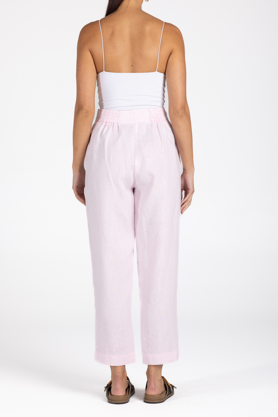Two T's Linen 7/8 Pant in Pink 