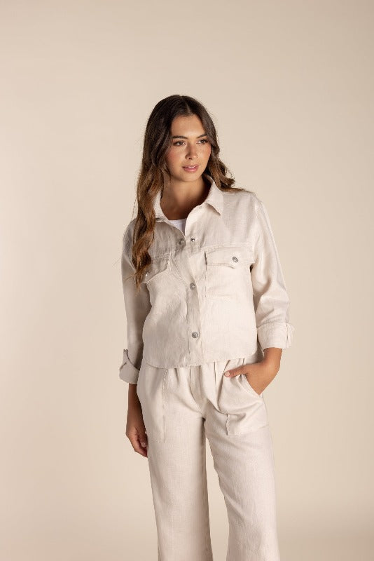 Linen shirt jacket womens best sale