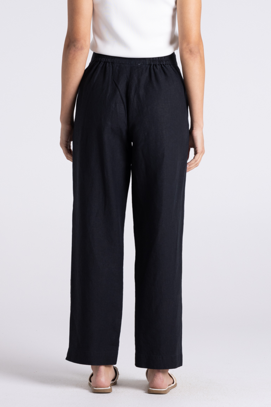 Two T's Luna 7/8 Linen Pant in Black