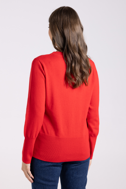 Two T's Merino/Cotton Crew Neck Knit | Poppy