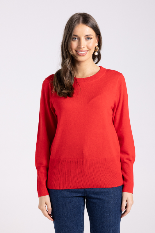 Two T's Merino/Cotton Crew Neck Knit | Poppy