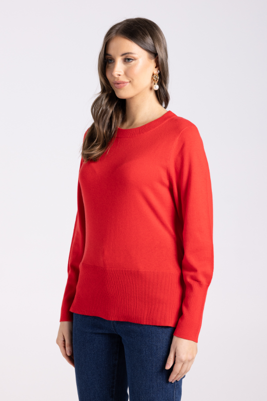 Two T's Merino/Cotton Crew Neck Knit | Poppy