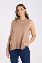 Load image into Gallery viewer, Two T&#39;s Merino/Cotton Knit Vest | Camel
