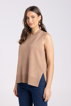 Load image into Gallery viewer, Two T&#39;s Merino/Cotton Knit Vest | Camel
