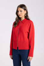 Load image into Gallery viewer, Two T&#39;s Merino/Cotton Zip Through Cardigan | Poppy
