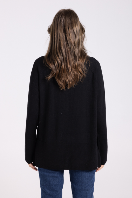 Two T's Merino Mock Neck Knit | Black
