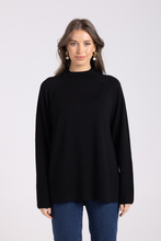 Load image into Gallery viewer, Two T&#39;s Merino Mock Neck Knit | Black
