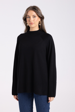 Load image into Gallery viewer, Two T&#39;s Merino Mock Neck Knit | Black

